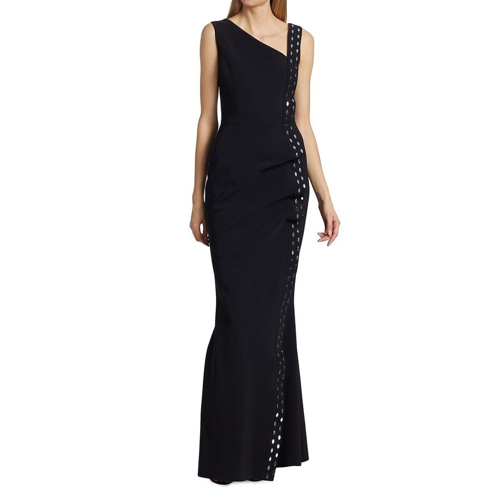 Chiara Boni La Petite Robe Cibeless Embellished Asymmetric-Neckline Gown
